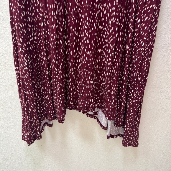 Maroon Casual Dress with V-Neck and Long Sleeves - Picture 3 of 8